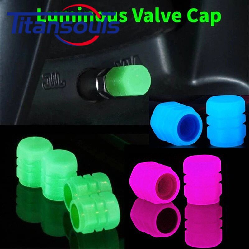 1/4 Mini Đa Năng Dạ Quang Lốp Xe Ô Tô Nắp Van/Huỳnh Quang Hình Hộp Sọ lốp Xe Nắp Van/Xe Đạp Xe Máy Bánh Xe Không Vòi Phun Phát Sáng Nắp Phụ Kiện Trang Trí