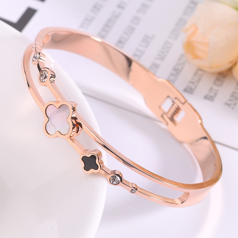 Vòng Tay Hai Lớp Bằng Thép Không Gỉ Cao Cấp Thiết Kế Đơn Giản Thời Trang Mới Cho Nữ
