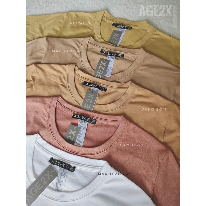 Áo Thun trơn Unisex AGE2X tone màu Thu Đông ấm áp hàng VNXK