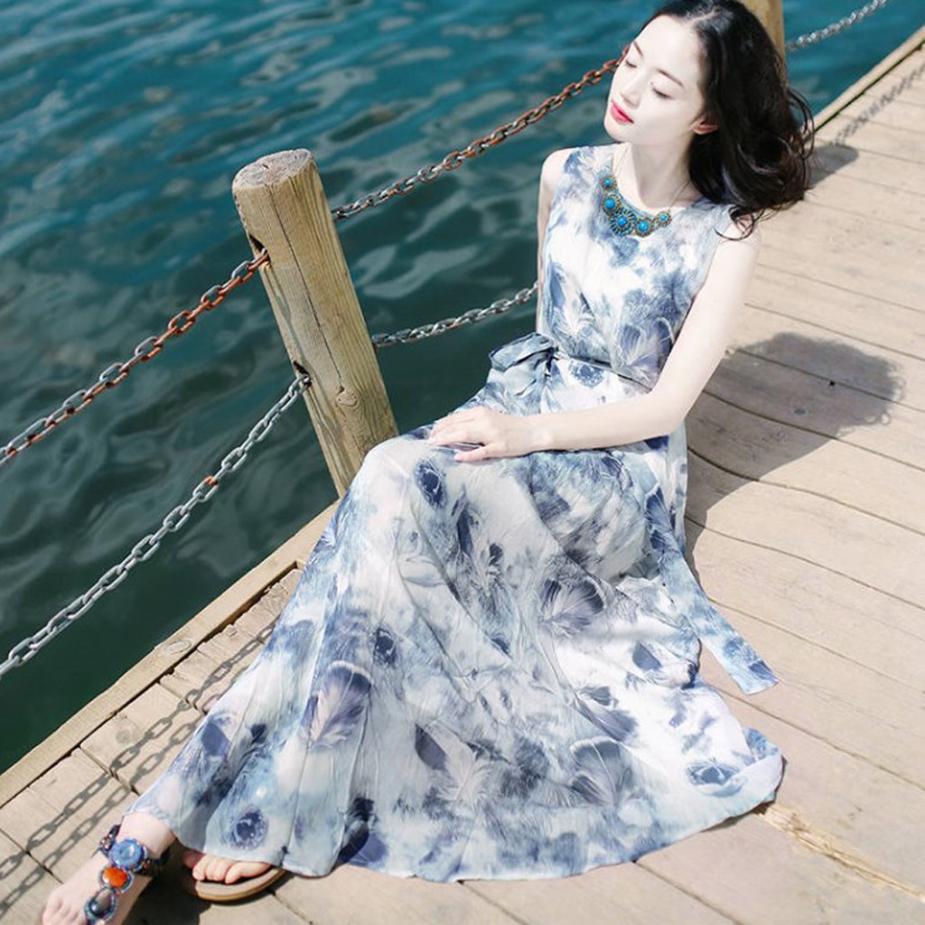 Đầm sát nách in họa tiết thời trang cho nữ | BigBuy360 - bigbuy360.vn