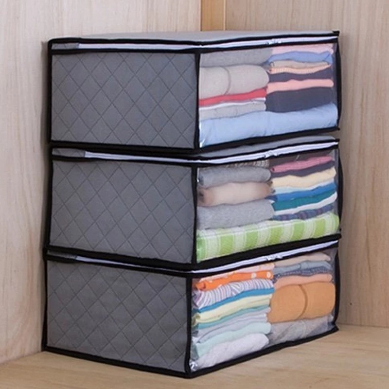 Hộp Đựng Quần Áo/Vớ/Đồ Lót Di Động Bằng Vải Không Dệt Chống Bụi Sức Chứa Lớn Có Thể Gập Gọn Sắp Xếp Gọn Gàng