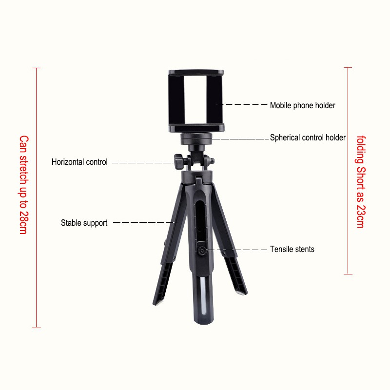 【New】 Mini Tripod Stand with Phone Clip Holder 6 Inch For Smartphone Video Tripod Stand Handle Grip For Phone Live Hot selling 【ziyi】