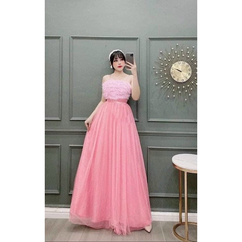 ĐẦM CÚP ĐÍNH LÔNG TÙNG NHÚNG ( ảnh và video thật 1000%)