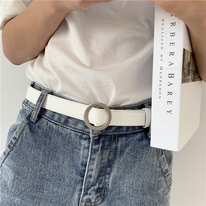 SmileFairyCC【COD &amp; Hàng Có Sẵn】Thắt Lưng Ulzzang Hình Chữ Nhật / Tròn Không Lỗ 2.3cm - Cho Nữ Sinh