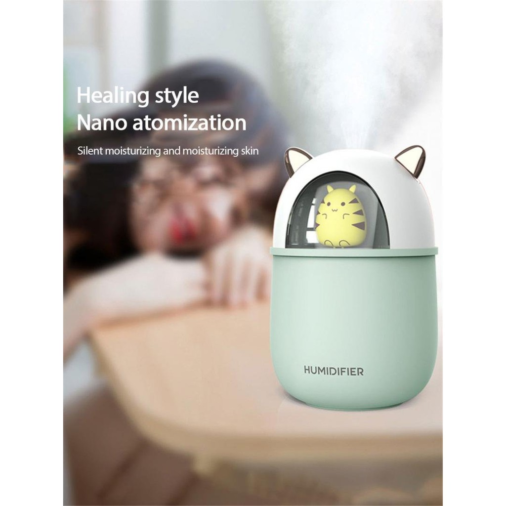 Máy tạo độ ẩm, Máy phun sương mini Humidifier phun sương tạo ẩm, phun tinh dầu kèm đèn Led