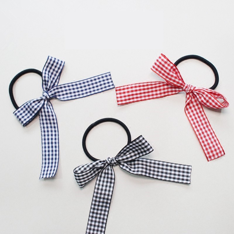 Thun cột tóc phối nơ B549 đính ngọc trai phong cách thời trang dễ thương