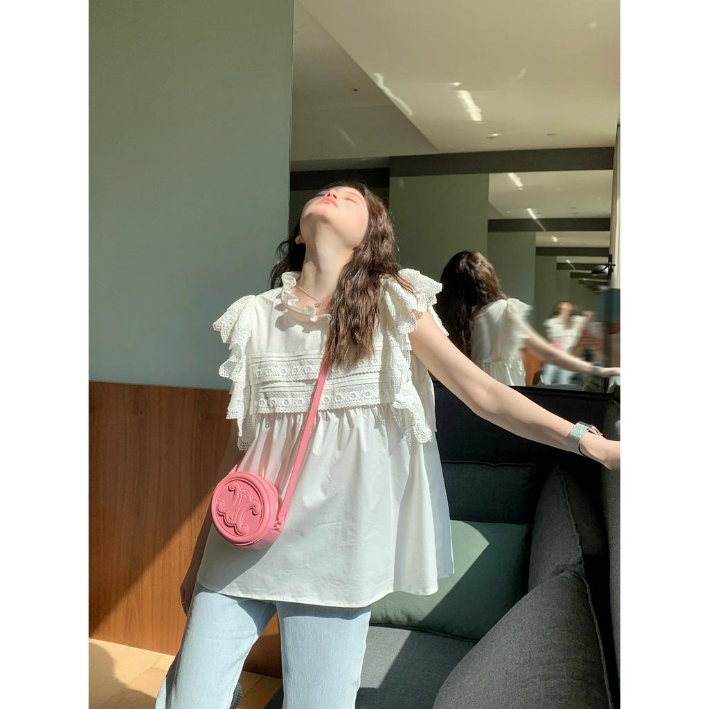 Áo Sơ Mi Cổ Ren Dáng Rộng Thời Trang Mùa Hè Mới Dành Cho Nữ