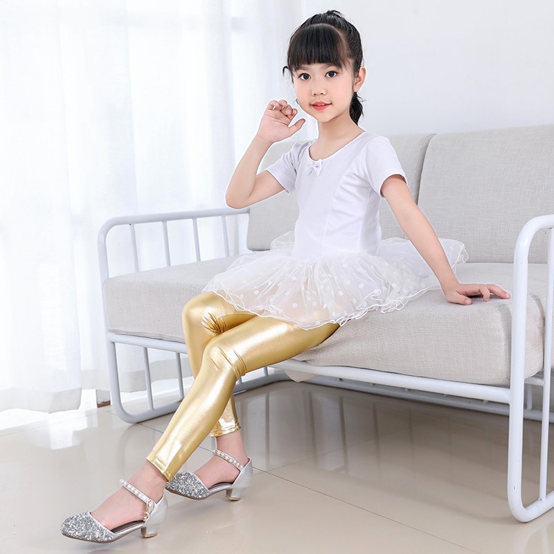 Quần Legging Giả Da Bóng Ánh Kim Scg802 Cho Bé Gái