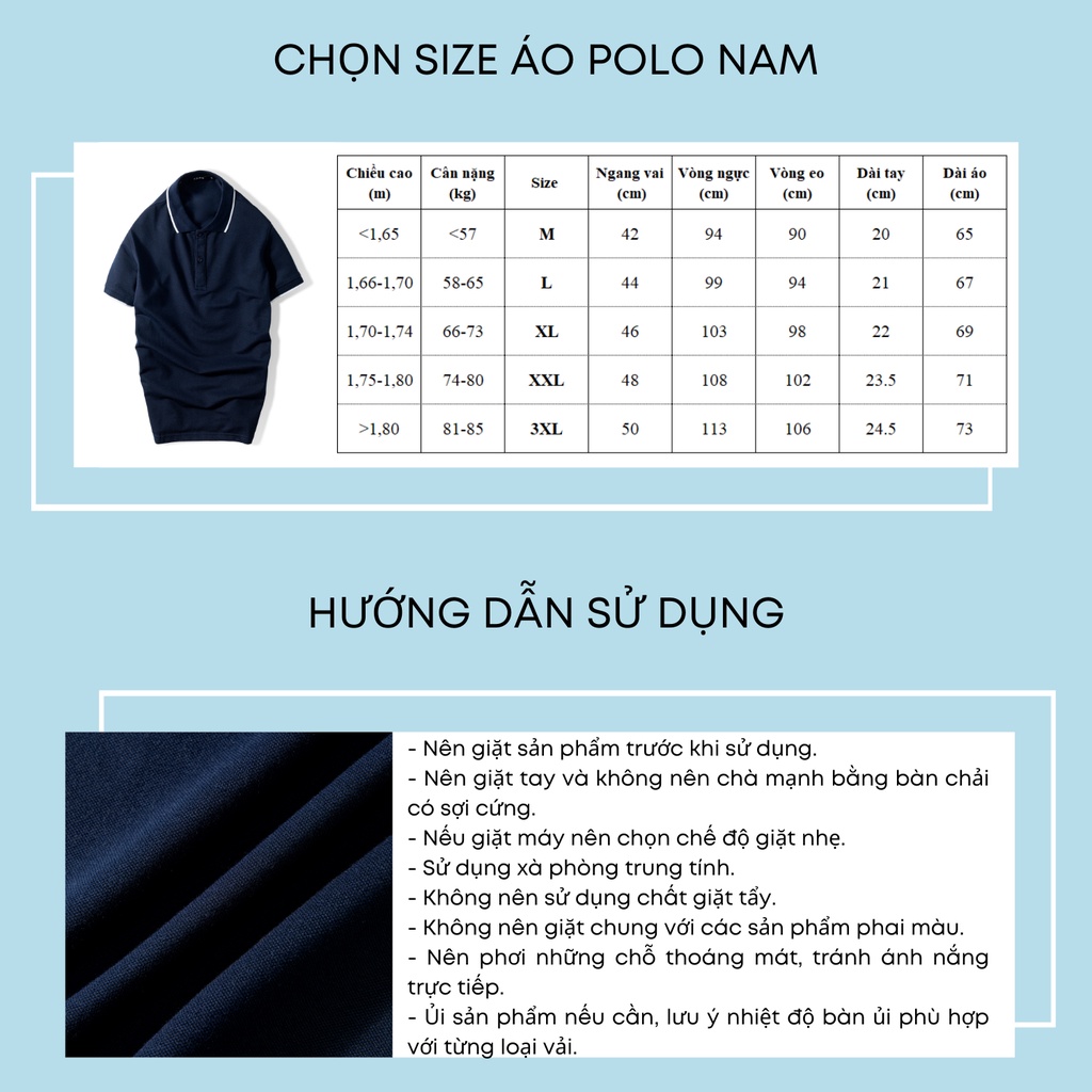 Áo polo nam ADINO màu xanh đen phối viền vải cotton co giãn dáng công sở slimfit trẻ trung AP75