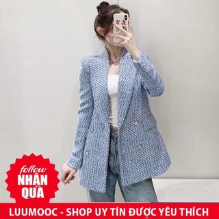 Zara morocco full tag - áo vest zara dạ tweed xanh nhẹ v22hkg98n10 new
