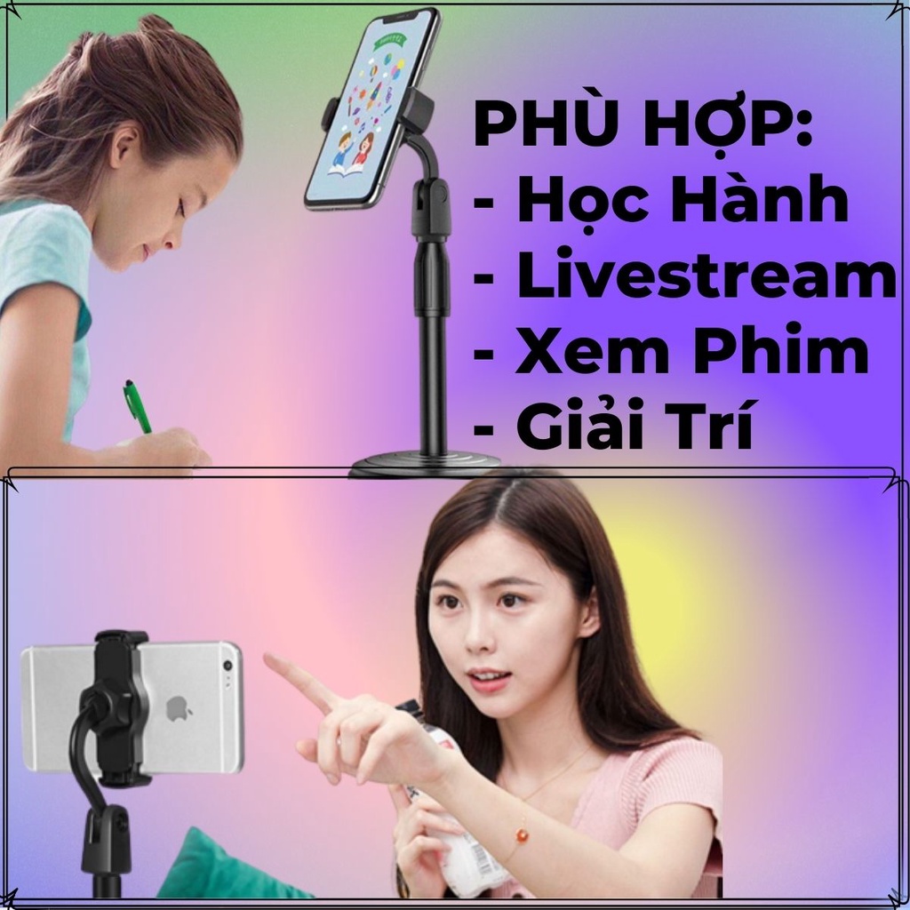 Giá đỡ kẹp điện thoại để bàn xoay 360 độ, tùy chỉnh độ dài, chất liệu nhựa cao cấp để livestream, giải trí, học online