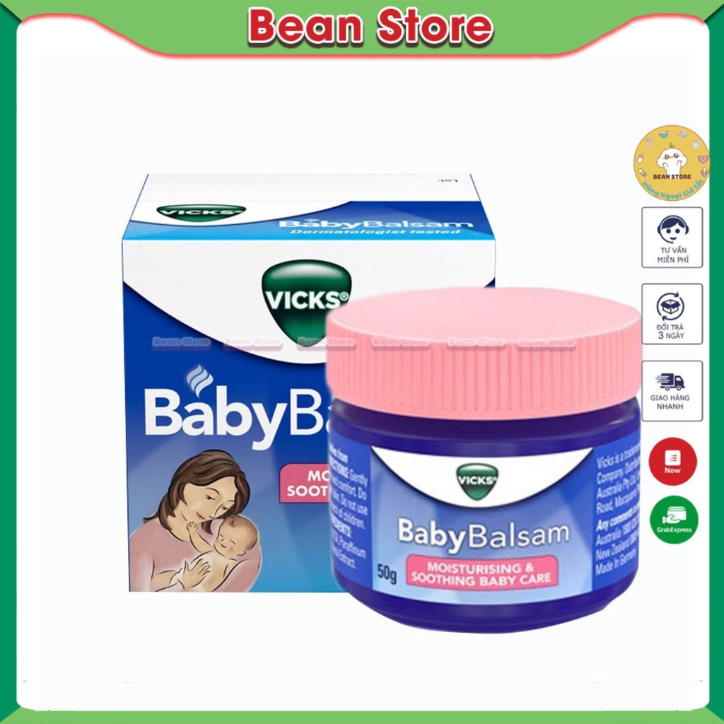 Dầu bôi ấm ngực Vick Baby Balsam 50g nhập khẩu Úc, chăm sóc sức khỏe cho trẻ em - 𝐁𝐞𝐚𝐧 𝐒𝐭𝐨𝐫𝐞