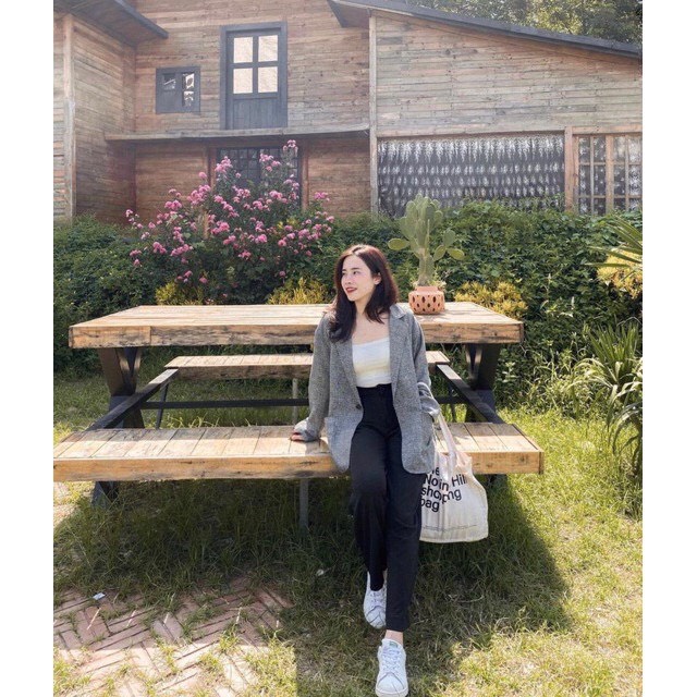 Áo khoác dạ kẻ 2 lớp dài tay Áo blazer túi hộp phong cách Hàn Quốc Miumiin Clothes | BigBuy360 - bigbuy360.vn