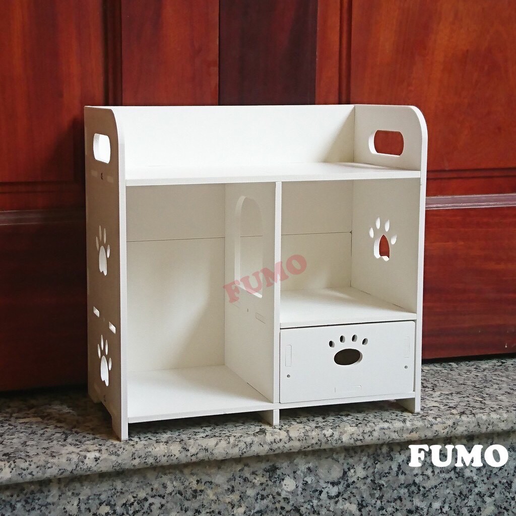 Kệ mỹ phẩm FUMO chân chó kích thước 27cm x 27cm x 15cm, tủ đụng mỹ phẩm mini đa năng KMP07