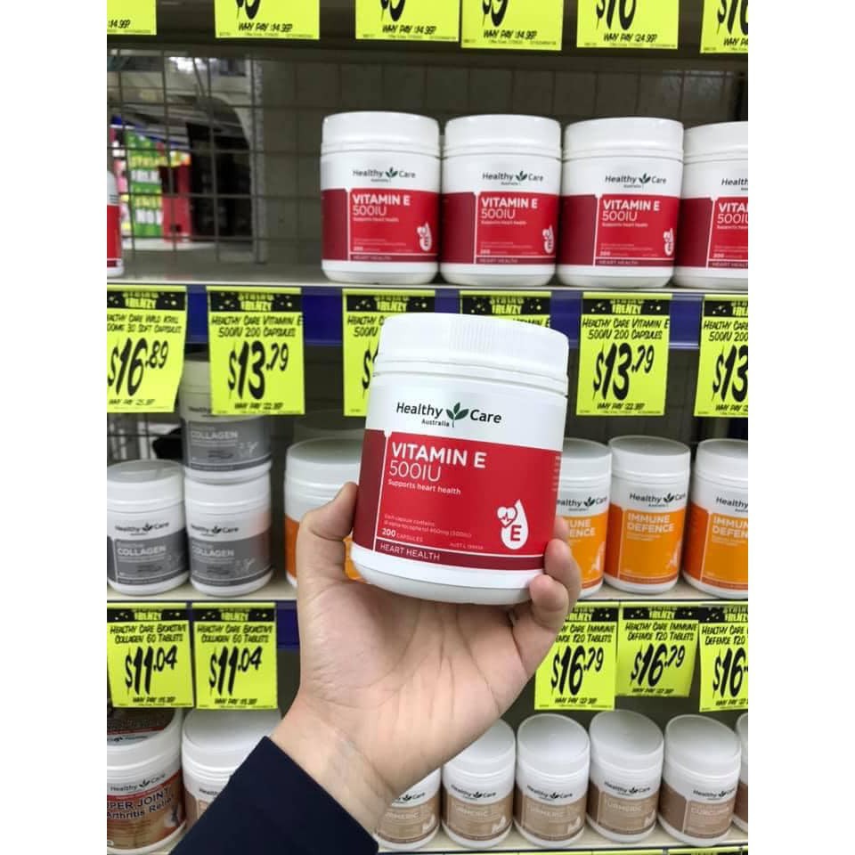 Viên uống Healthy Care Vitamin E 500IU của Úc 200 viên | BigBuy360 - bigbuy360.vn