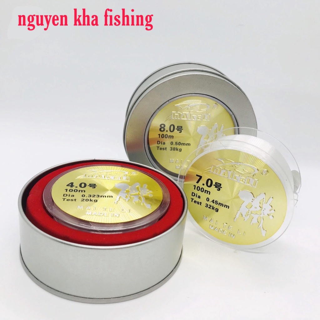 Cước Câu Cá Mateli Cao Cấp. Cước câu cá hộp sắt Maiteli dài 100m