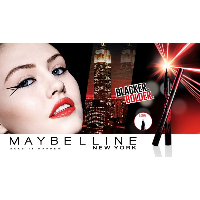 Bút Kẻ Mắt Nước Đen Tuyền Không Lem Không Trôi Maybelline New York HyperSharp Power Liner Waterproof 0.5g (Đỏ đen)