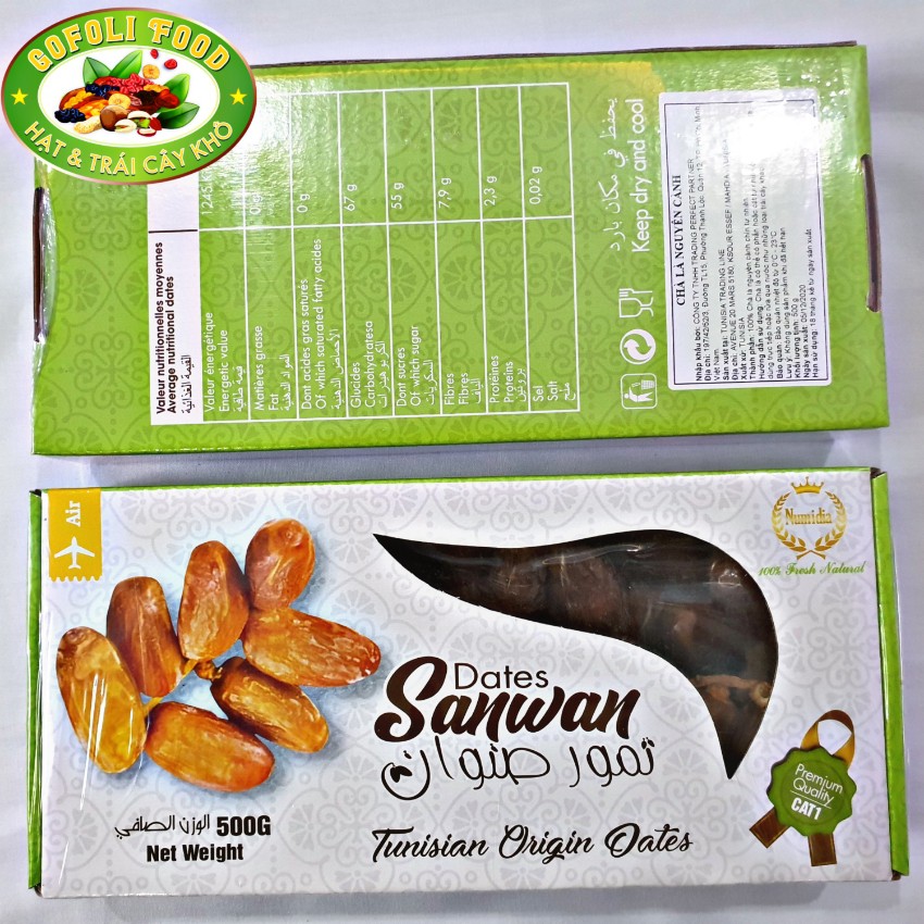 Quả chà là nguyên cành - Chà là rời cao cấp hộp 500g/ High quality whole dried dates, no sugar added, healthy, delicious