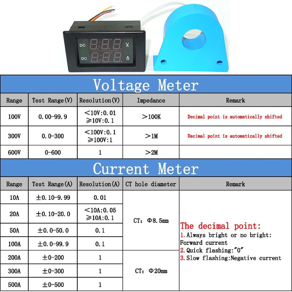 Vôn Kế Điện Tử Yb4835Hva Dc 100v 300v 600v Dc 0-10a 20a 50a 100a 200a 500a