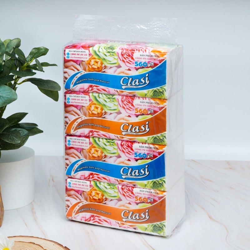 Khăn giấy rút cao cấp Mylan, Rút hoa hồng, 560 tờ/gói, 4 gói/xách.