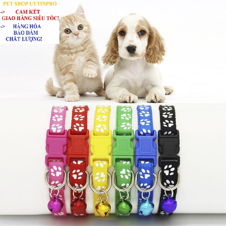 VÒNG CỔ LỤC LẠC CHO PET THÚ CƯNG CHÓ MÈO Dưới 5kg In hình bàn chân Chất liệu dù - Pet shop Uytinpro