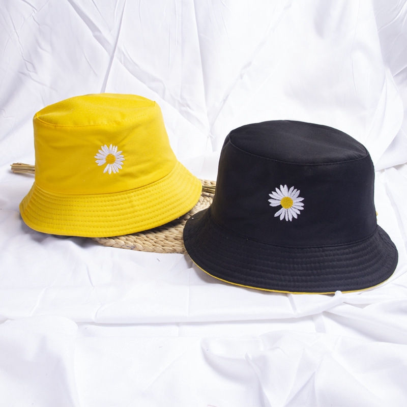 Mũ Bucket LINJW Thêu Hình Hoa Cúc Xinh Xắn Cho Nữ