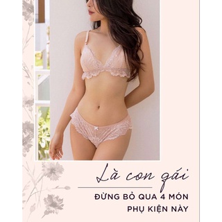 Bộ đồ lót không gọng bralette ren áo ngực cài trước+ quần lót ren thiết kế có đệm mút - ms 540