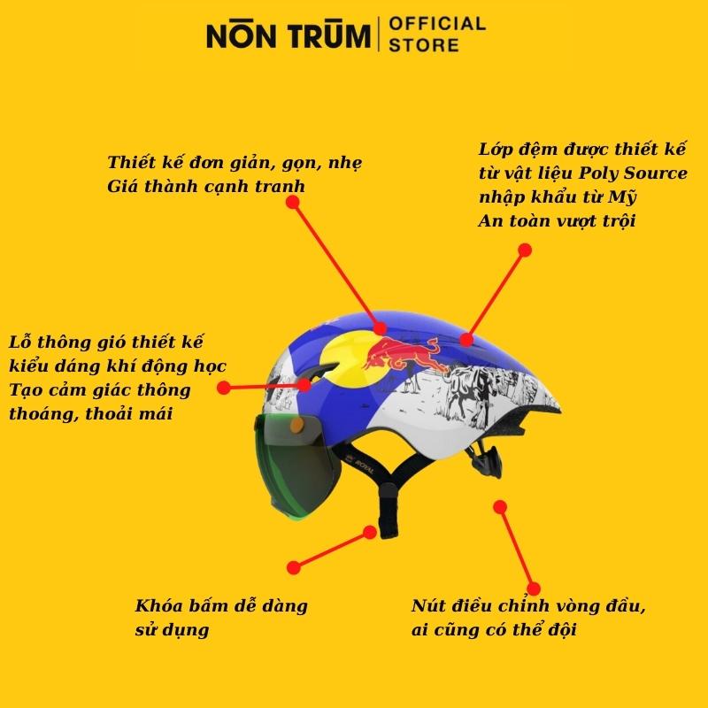[Nón Trùm] Nón bảo hiểm thể thao xe đạp Royal MD16 có kính đuôi nhọn, nhẹ thoáng khí