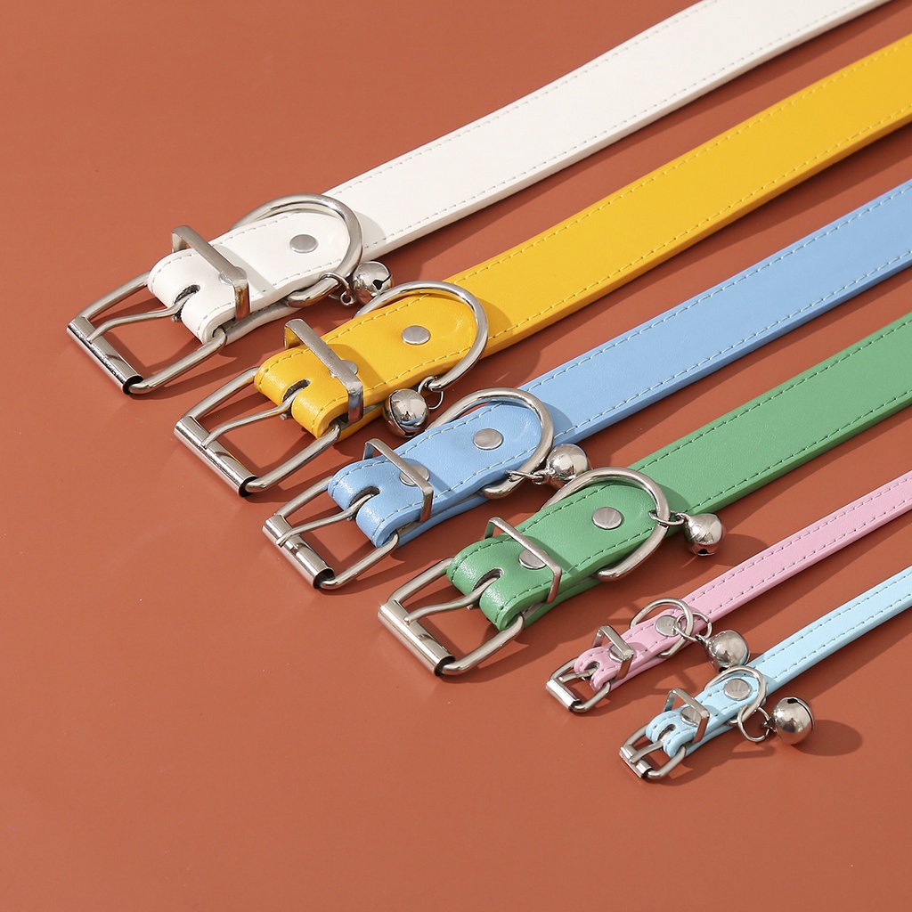 Vòng Cổ Da PU Mềm 16 Màu Có Chuông Dành Cho Thú Cưng