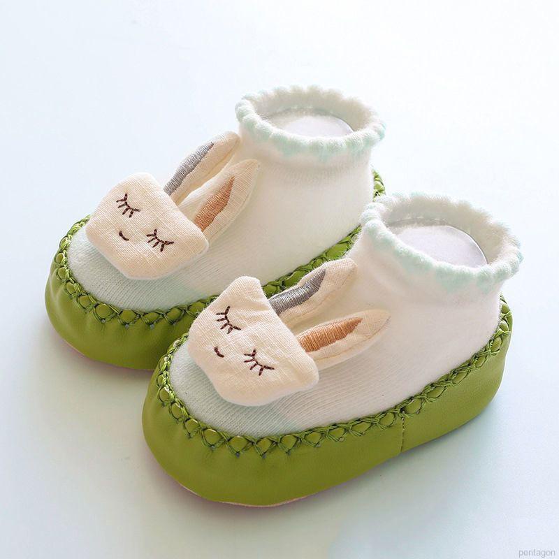 Giày tất cotton đế mềm chống trơn trượt hình thỏ dễ thương ngộ nghĩnh cho bé tập đi
