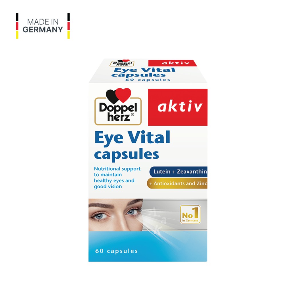 [TPCN Nhập Khẩu T7/2022] Viên uống tăng cường thị lực, chống mỏi mắt Doppelherz Aktiv Eye Vital Capsules (Hộp 60 viên)