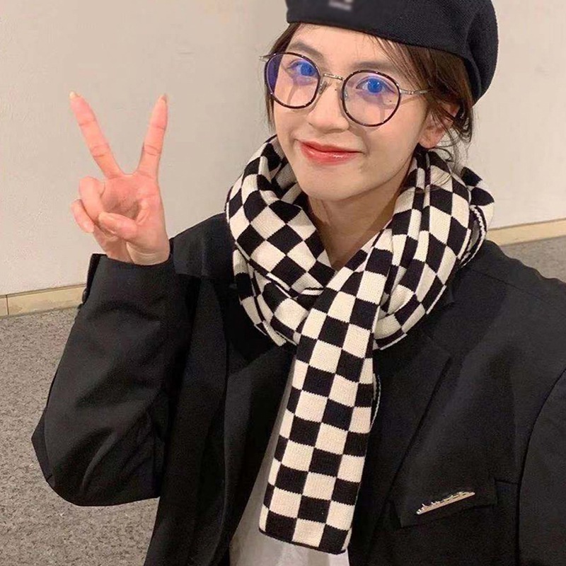 Khăn choàng cổ dệt kim kẻ sọc mềm mại giữ ấm mùa thu đông cho nam và nữ