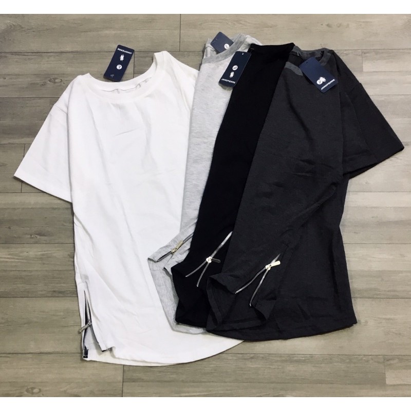 ÁO THUN UNISEX PHỐI ZIP HAI BÊN CỰC CHẤT