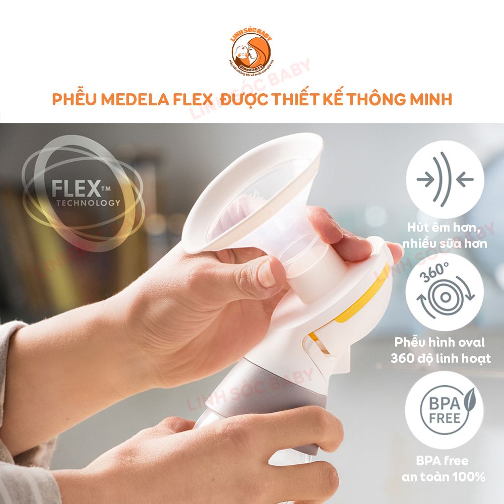 Phễu hút sữa Medela Flex chính hãng, phễu nhựa viền silicone, size 21, 24, 27, 30mm, dùng cho Máy hút sữa Medela