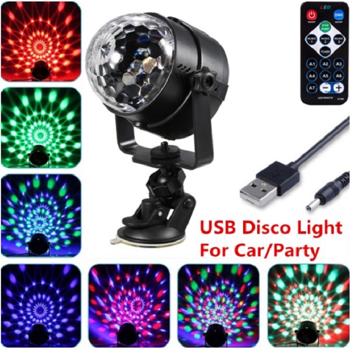Đèn Led Dancing, Mini 3W Tạo Hiệu Ứng Ánh Sáng - Sàn Nhẩy - Party- Karaoke - Cảm Ứng Ánh Sáng DJ Xoay 360 Độ