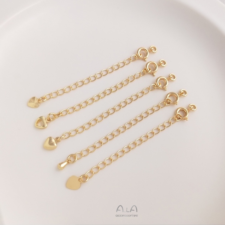 ?Trang Sức Diy Phụ Kiện?Giữ Màu Đuôi Chuỗi 14K Mạ Vàng Mở Rộng Chuỗi Tay Làm Vật Liệu Diy Vòng Tay Vòng Cổ Đóng Cửa Mùa Xuân Khóa Đầu Trang Sức Phụ Kiện