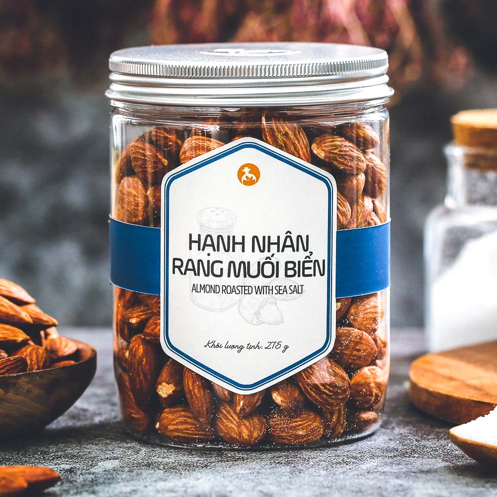 Hạnh nhân rang muối biển L'angfarm, 275g, hũ, mẫu nắp nhôm