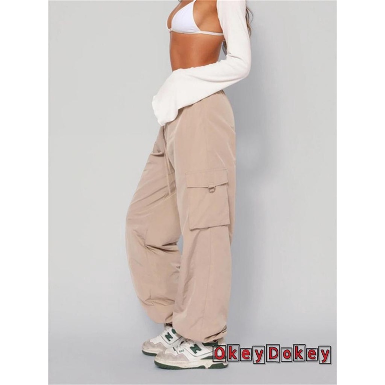 Quần Dài Ống Rộng Lưng Thun Dây Rút Màu Trơn Dành Cho Nữ