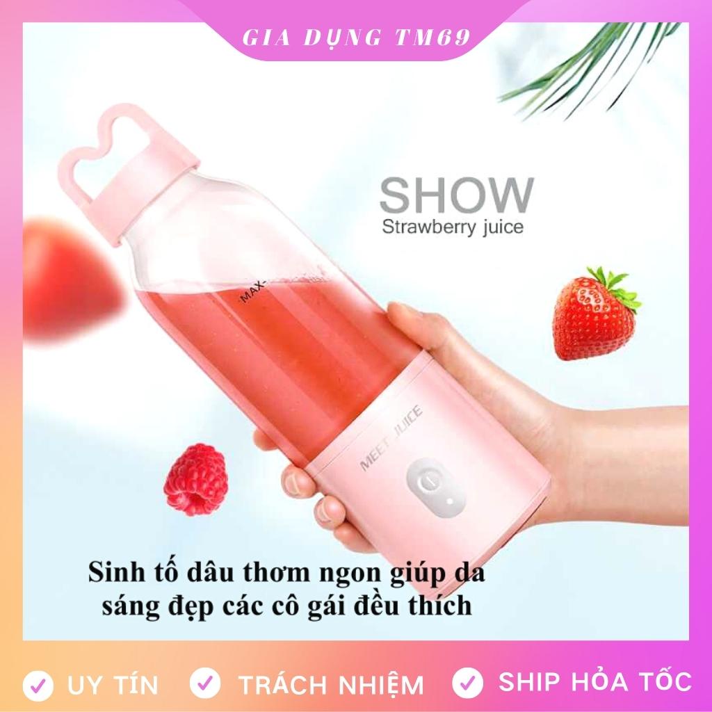 Máy Xay Sinh Tố Cầm Tay Đa Năng Mini Hoa Quả Trái Cây Say Cho Bé Ăn Dặm 500ml Cực Nhanh 9s Cao Cấp