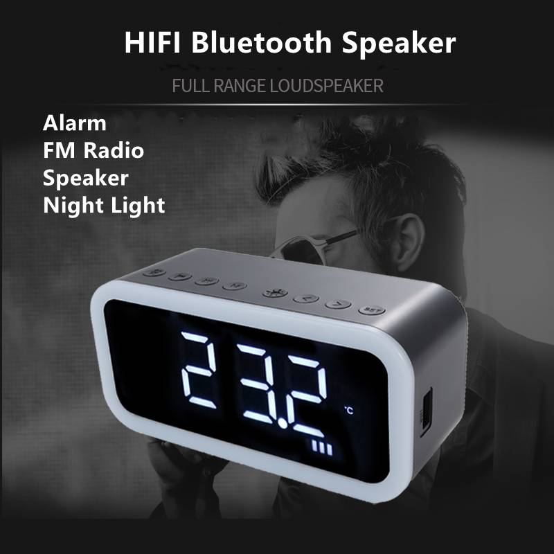 Đồng Hồ Báo Thức Kiêm Loa Bluetooth 2021 Có Đèn Led Và Phụ Kiện