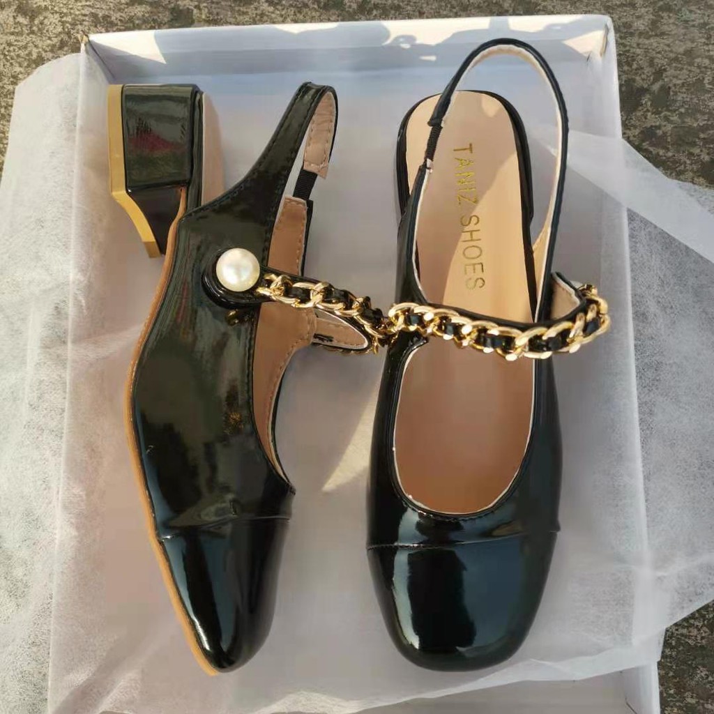 [Mã FASHIONCB264 giảm 10K đơn bất kỳ] Giày Búp Bê Gót Thấp Phối Nút Thời Trang Mùa Xuân Cho Nữ