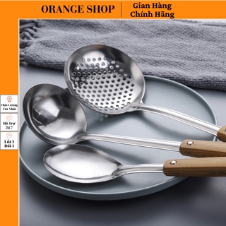Muôi Múc Canh Inox Cán Gỗ Muỗng Múc Canh Inox An Toàn Bền Đẹp Vá inox Orange Shop