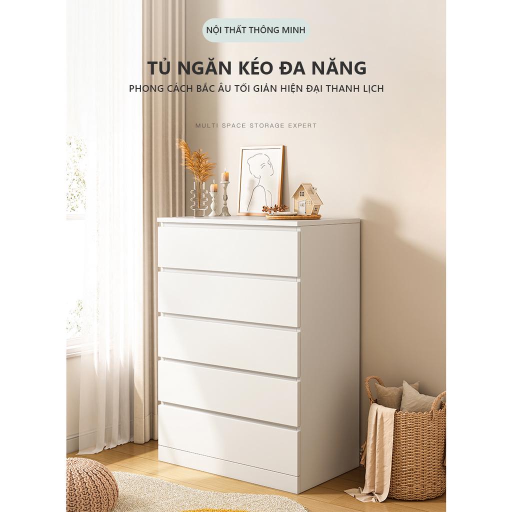 Tủ đựng đồ đa năng có ngăn kéo màu full trắng decor phòng đẹp UNLIMI - GP284