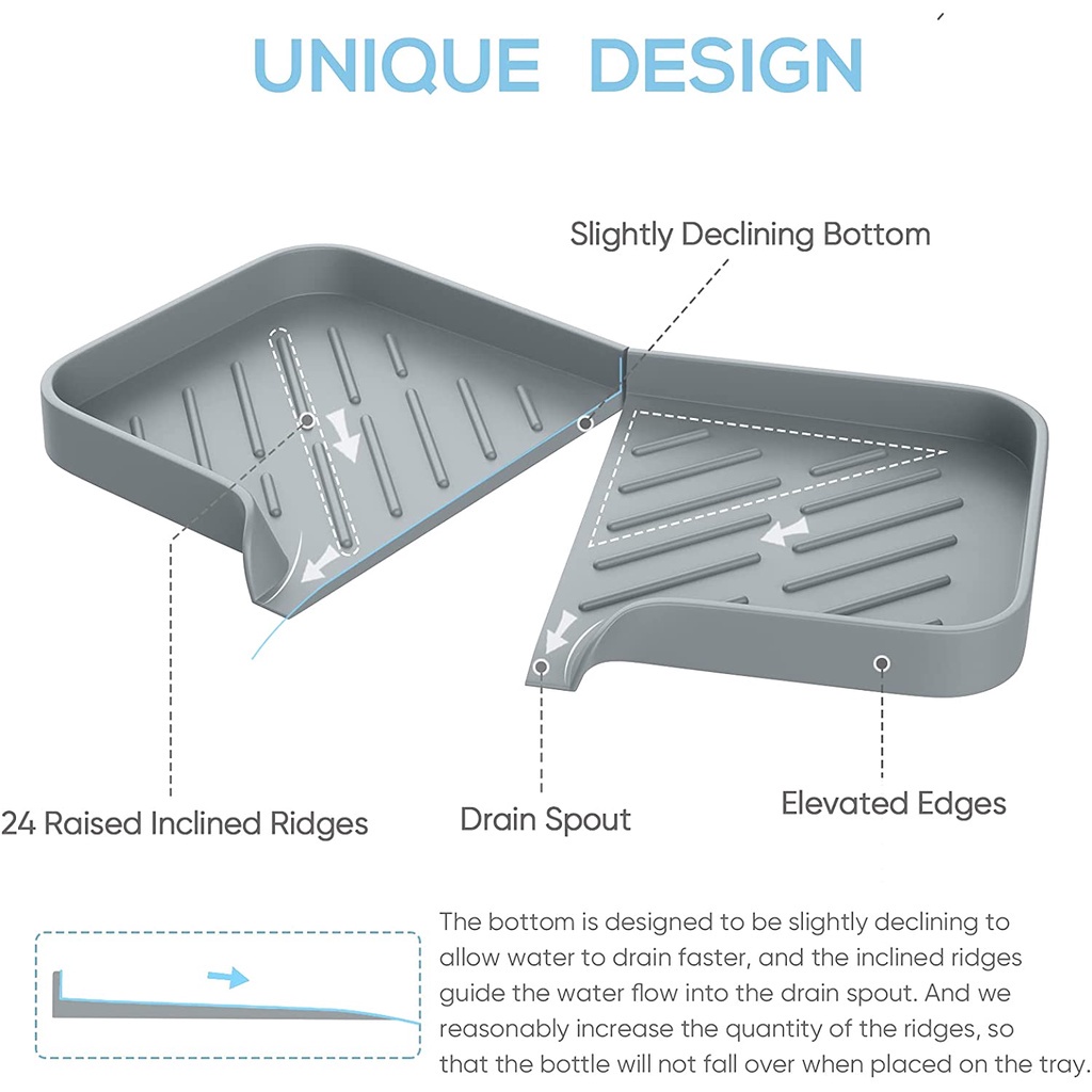 Khay Đựng Xà Phòng Bằng Silicone Cao Cấp Cho Nhà Bếp / Phòng Tắm