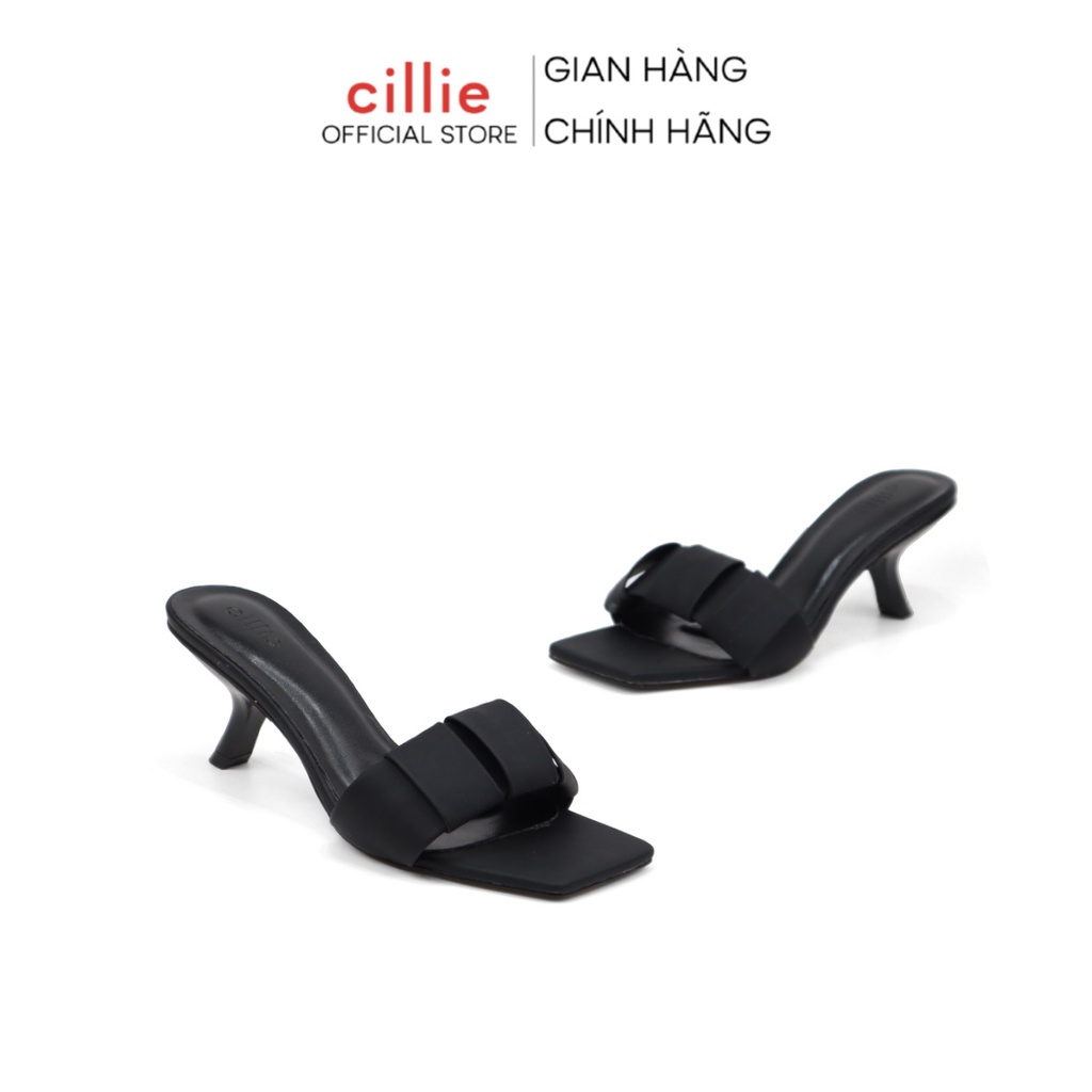 Guốc nữ quai đan ngang thời trang êm mềm gót xéo lạ bắt mắt gót nhọn cao 5cm Cillie 1100