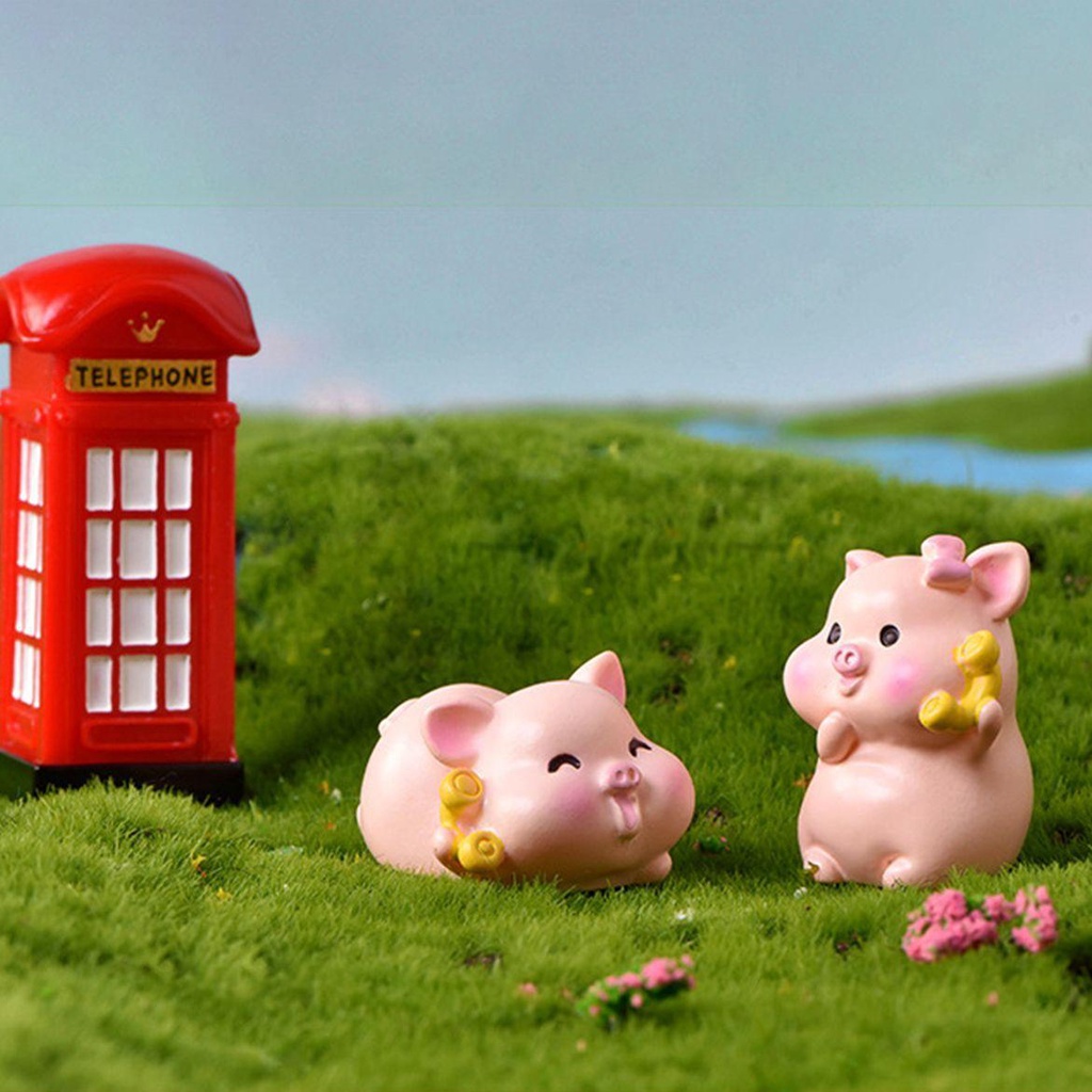 1 Mô Hình Heo Hồng Mini Bằng Nhựa Resin Dễ Thương Trang Trí Bánh Kem
