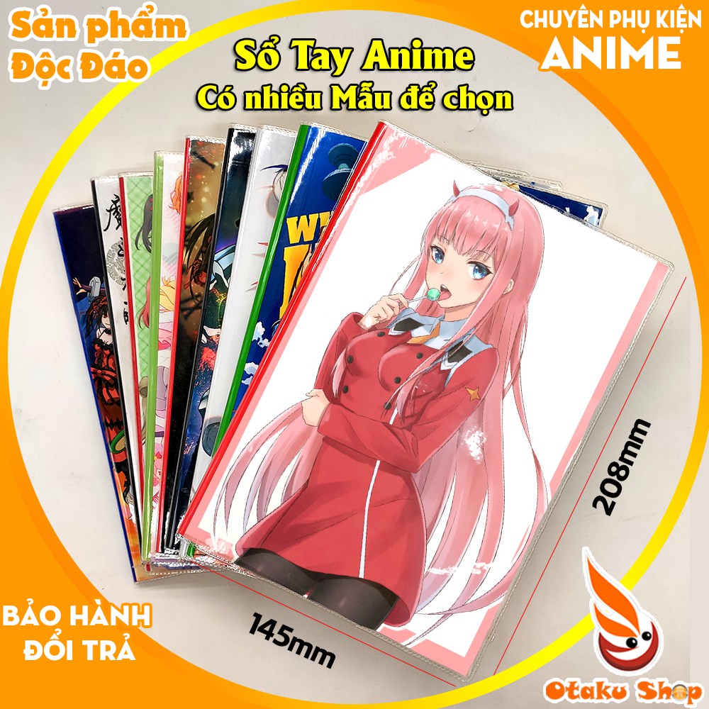 Sổ tay Anime Darling in the franxx + Kyoukai kanata khổ A5 bìa in hình hoạt hình xinh xắn giấy dày kẻ sọc 120 trang