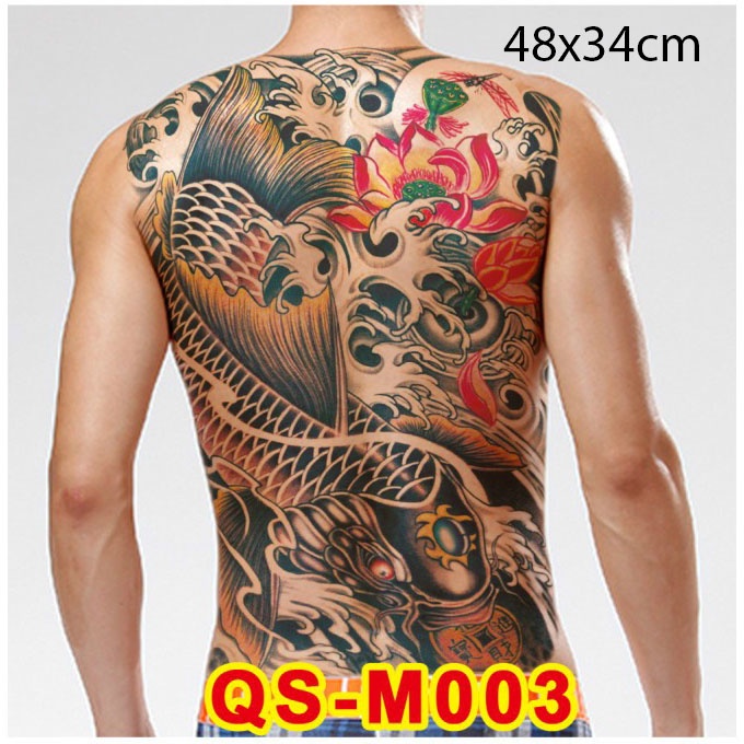 Miếng Dán Xăm Kín Lưng Cá Chép Vàng QSM003 (32x48cm)