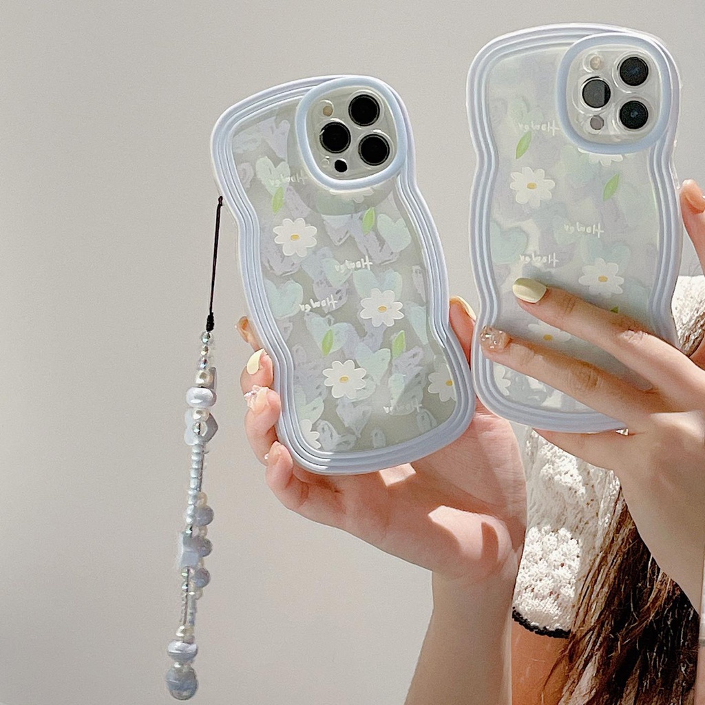 Ốp Điện Thoại TPU Mềm Trong Suốt Chống Sốc In Họa Tiết Hoa Kèm Dây Đeo Cho iPhone 11 12 13 Pro Max XR X XS Max