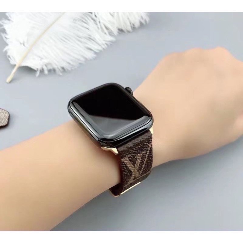 Dây đeo Lv Apple Watch Strap 38/40mm 42/44mm thiết kế thời trang bằng da mềm bền cho iWatch Series SE 6/5/4/3/2/1